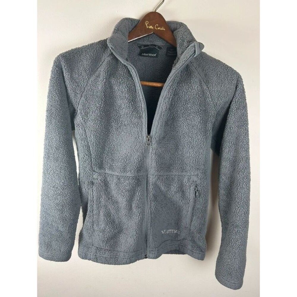 Marmot Women’s Gray Full Zip High Pile Sherpa Fleece Jacket PS Zipped Pockets